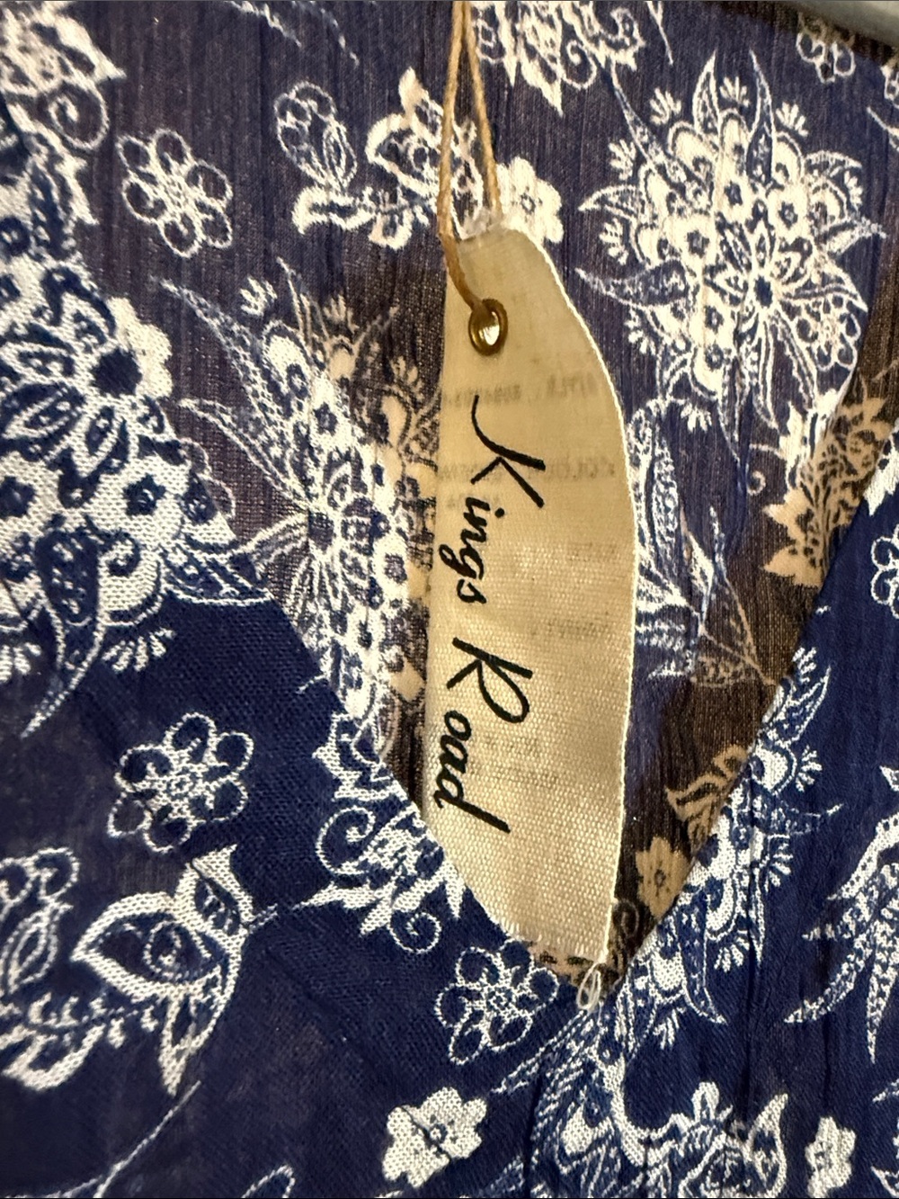 NWT King’s Road Navy Floral V-Neck Long Sleeve Mini Dress Boho - Picture 4 of 8